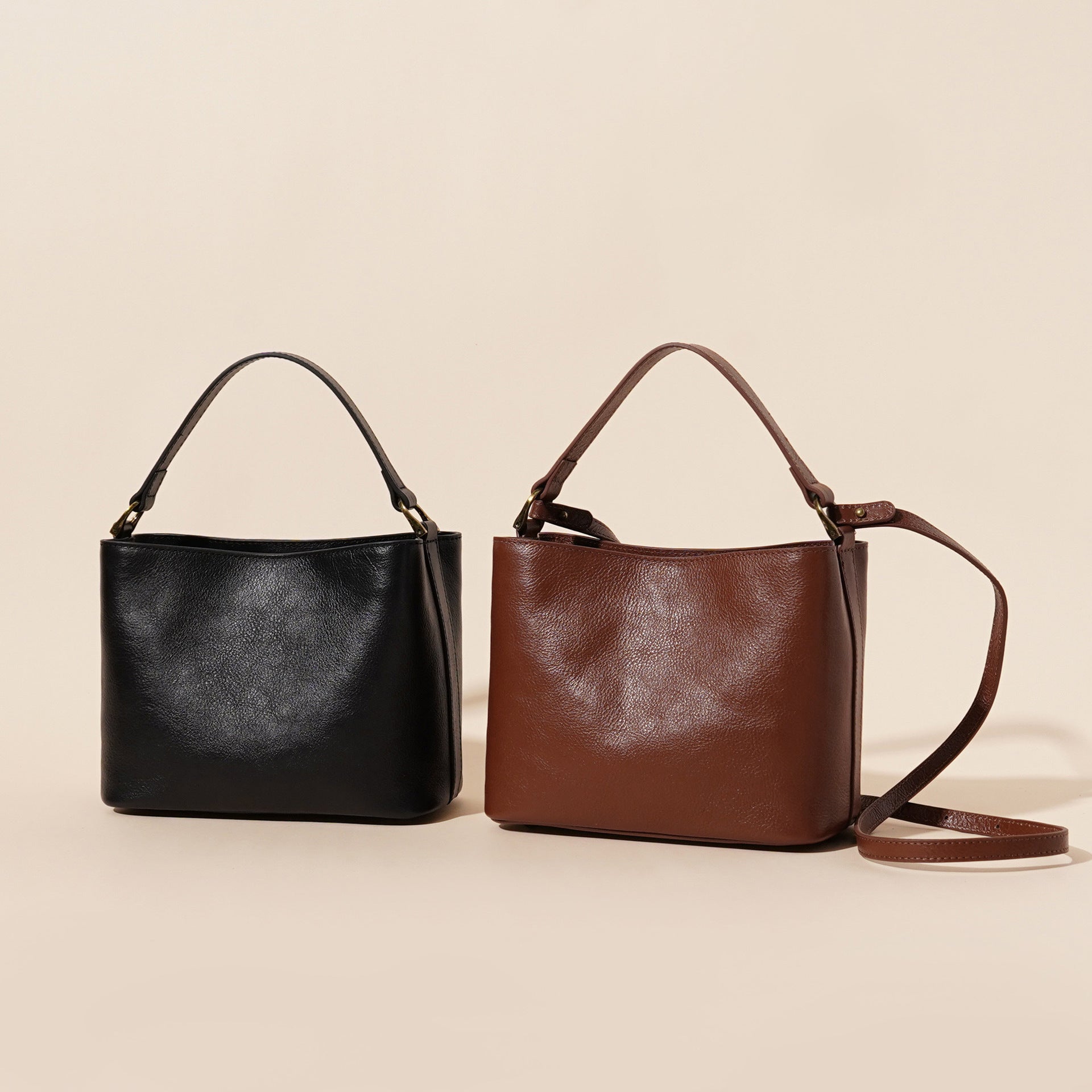 Vintage All-matching Women’s Shoulder Bag Cowhide Leather Handbag - Sugar Brown / 22.5X12X17cm - Shoulder Bag