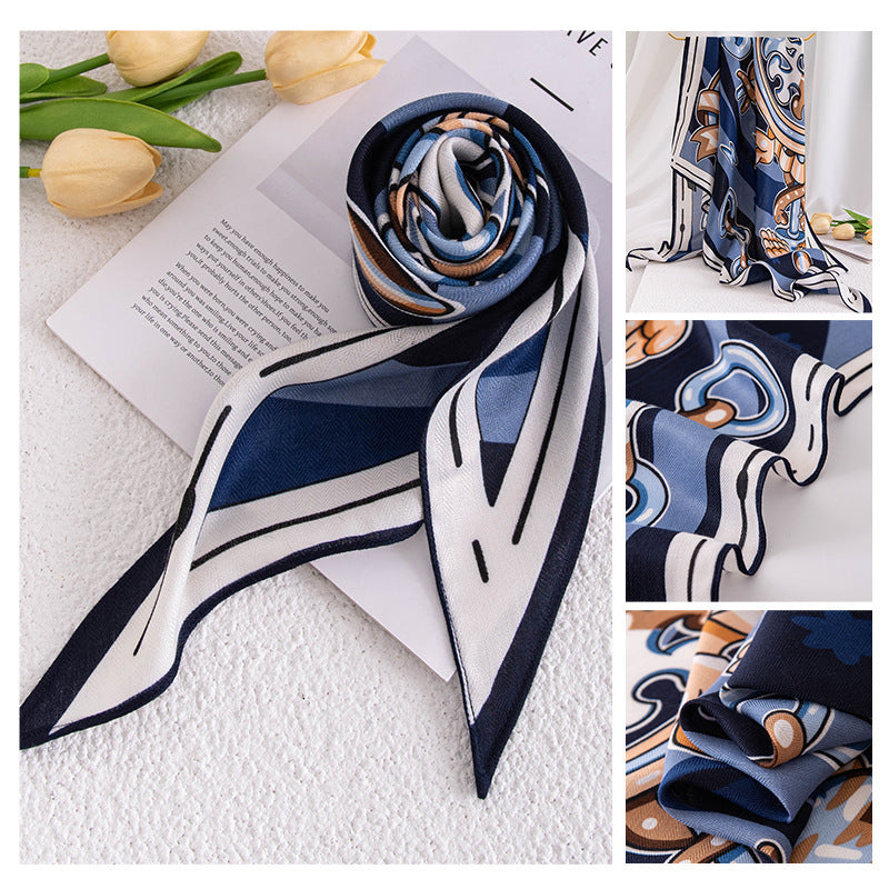 Vintage Print Multipurpose Summer Shawl - Blue / 60x160cm - Scarf