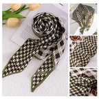 Vintage Print Multipurpose Summer Shawl - Green Houndstooth / 60x160cm - Scarf