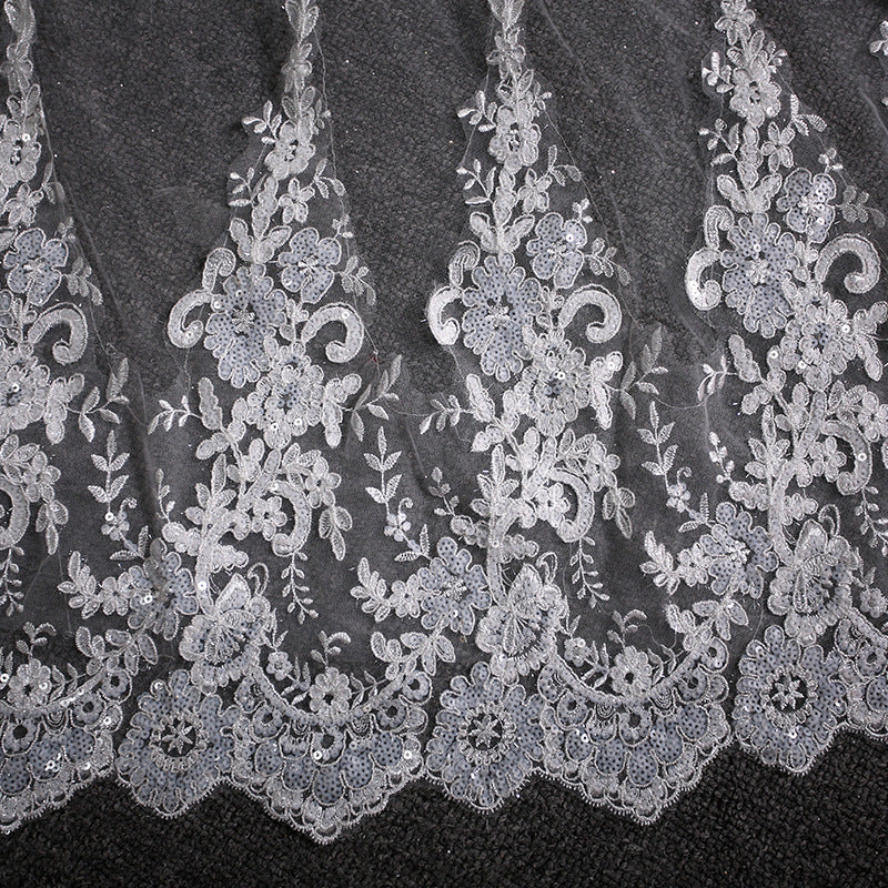 Wedding Dress Lace Trailing Bridal Headdress - White / 3.8x3M
