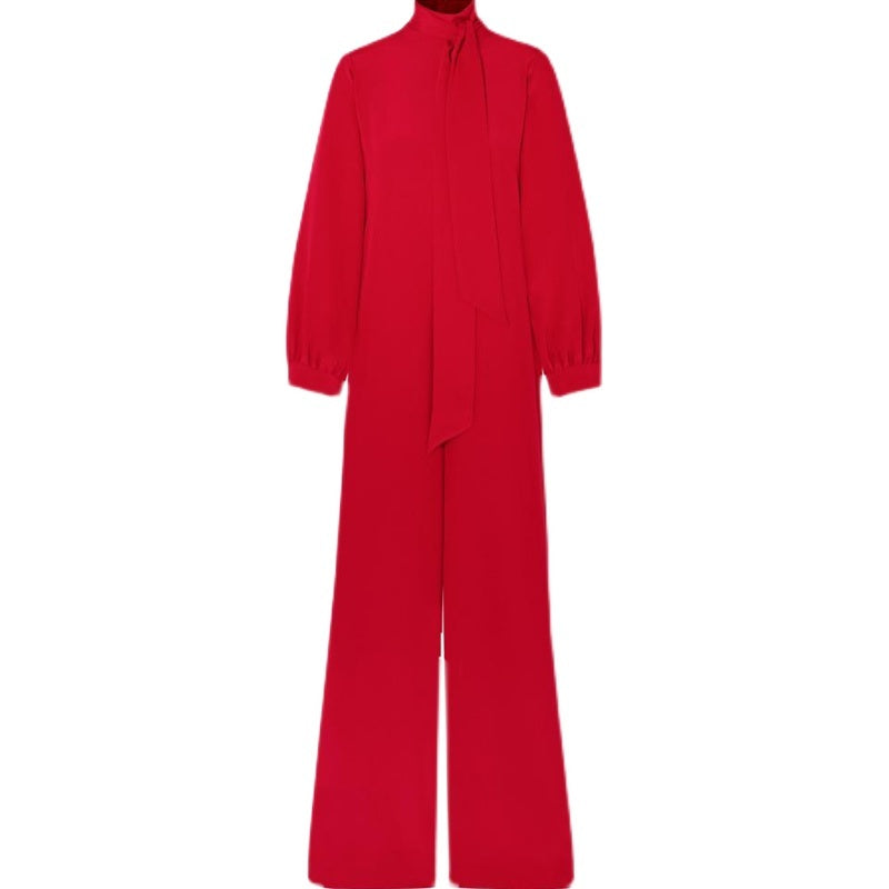 Wide Leg Long Sleeve Luxury Jumpsuit - Jumpsuits