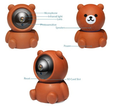 Wifi Bear Camera Auto Tracking Night Vision Home Security Camera - Home toy security camera