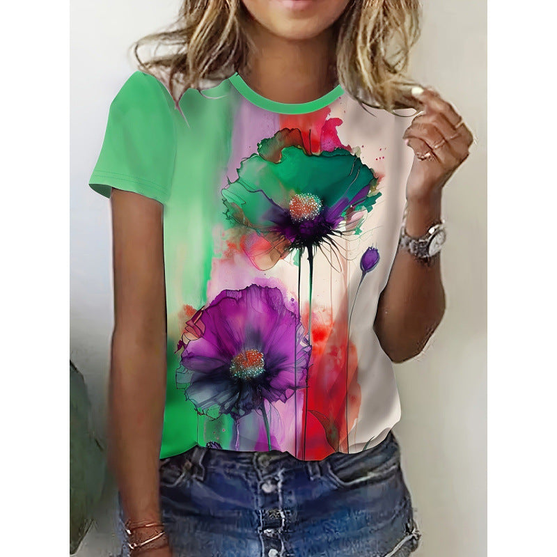 Women’s 3D Printed Casual Short Sleeve Tee - HAI031 / 3XL - t-shirt