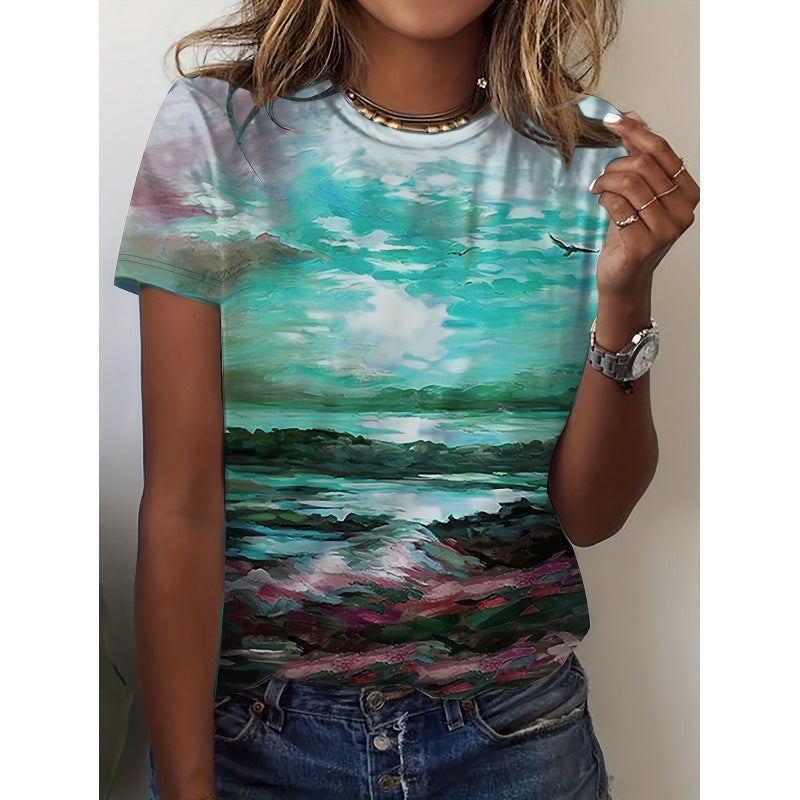 Women’s 3D Printed Casual Short Sleeve Tee - HAI032 / 3XL - t-shirt