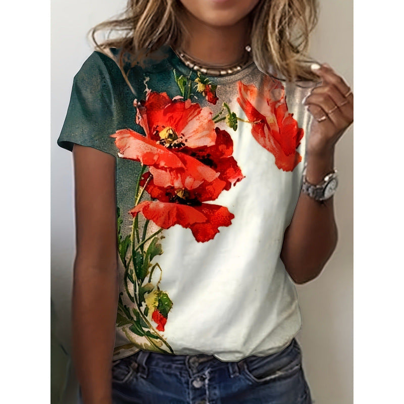 Women’s 3D Printed Casual Short Sleeve Tee - HAI036 / 3XL - t-shirt