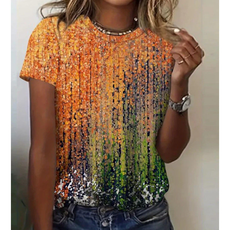 Women’s 3D Printed Casual Short Sleeve Tee - HAI039 / 3XL - t-shirt
