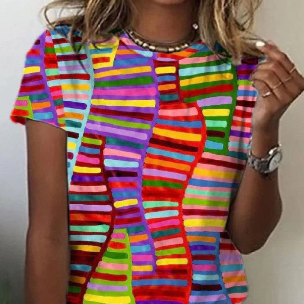 Women’s 3D Printed Casual Short Sleeve Tee - t-shirt