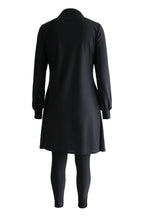 Women’s Black Pleating Three-pieces Modest Swimsuit - Modest swimsuits