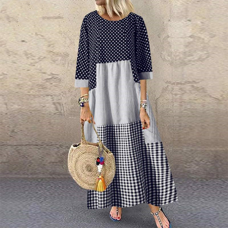 Women’s Bohemian Patchwork Dress - Dress
