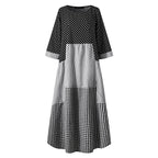 Women’s Bohemian Patchwork Dress - Black / 2XL - Dress