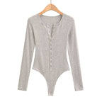 Women’s Breasted Long Sleeve Jumpsuit - L / Light Gray - Ladies’ jumpsuit