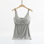 Women’s Breastfeeding Vest with Cross Elastic Bra - Grey / 3XL - Maternity vest