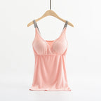 Women’s Breastfeeding Vest with Cross Elastic Bra - Pink / 3XL - Maternity vest