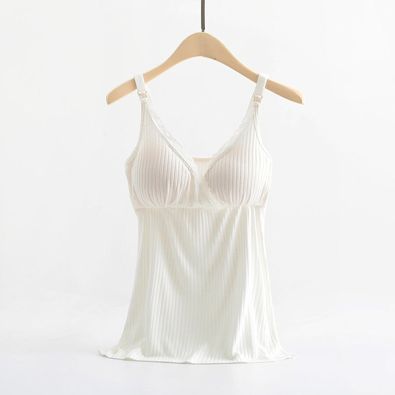Women’s Breastfeeding Vest with Cross Elastic Bra - White / 3XL - Maternity vest