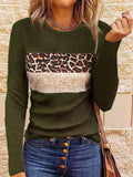 Women’s Casual Printing Long Sleeved Fitted T-shirt - Army Green / L - t-shirt