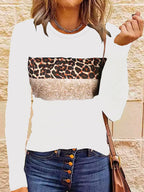 Women’s Casual Printing Long Sleeved Fitted T-shirt - White / L - t-shirt