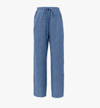 Women’s Casual Side Lace Solid Denim Effect Long Pants - Trousers