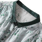 Women’s Cotton And Linen Top Loose Printed Linen Shirt - Blouse