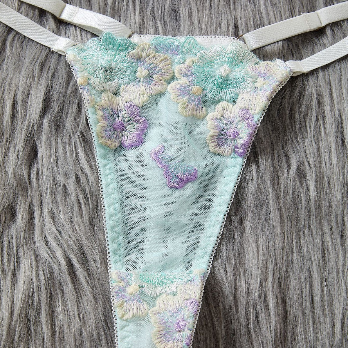 Women’s Creative Embroidered Printed Bra Set - Bra set