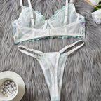 Women’s Creative Embroidered Printed Bra Set - Bra set
