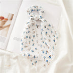 Women’s Elegant Hair Ties Summer Scrunchies - White floral - Women’s hair tie