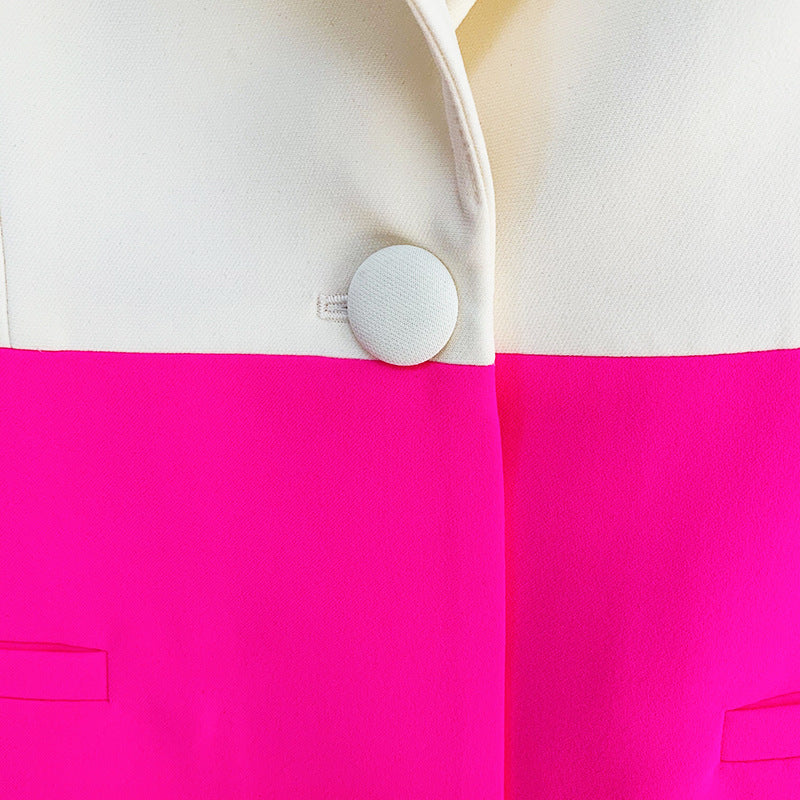 Women’s Elegant One Buttoned Colour Matching Two Pieces Suit - 2-pieces set