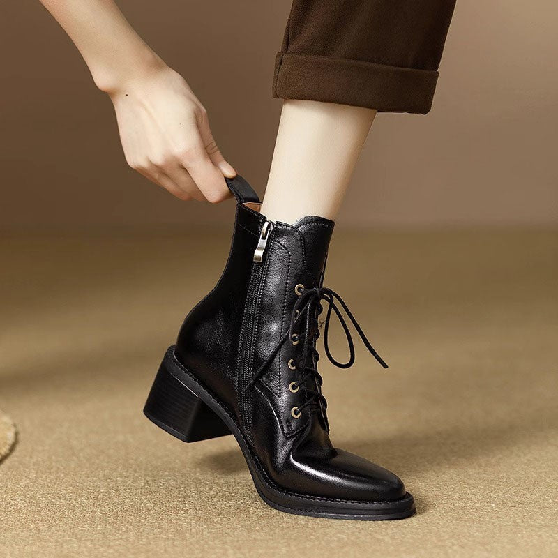 Women’s Elegant Pointed-toe Short Tube Boots - Black Single Liner / 35 - Women’s boots