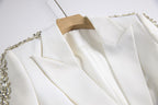 Women’s Embellished Evening Suit Luxury Suit Coat with Wide Leg Trousers