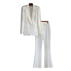 Women’s Embellished Evening Suit Luxury Suit Coat with Wide Leg Trousers
