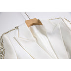 Women’s Embellished Evening Suit Luxury Suit Coat with Wide Leg Trousers