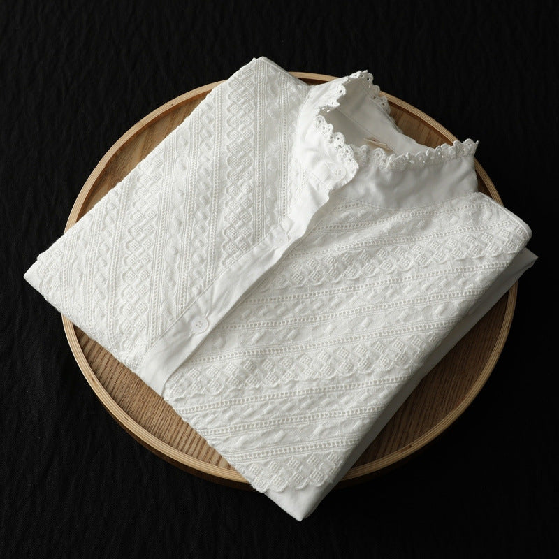 Women’s Embroidered Cotton Shirt - White / 2XL