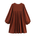 Women’s Embroidered Crew Neck Short Dress - Women’s Short Dress