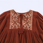 Women’s Embroidered Crew Neck Short Dress - Women’s Short Dress