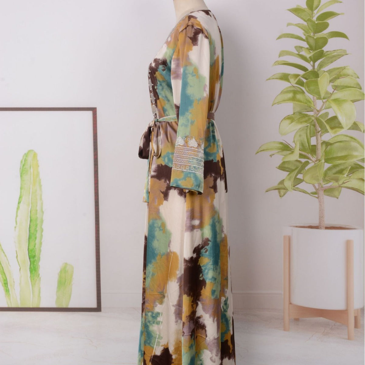Women’s Embroidered Large Swing Modest Dress - Dress