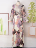 Women’s Embroidered Large Swing Modest Dress - Purple / L - Dress