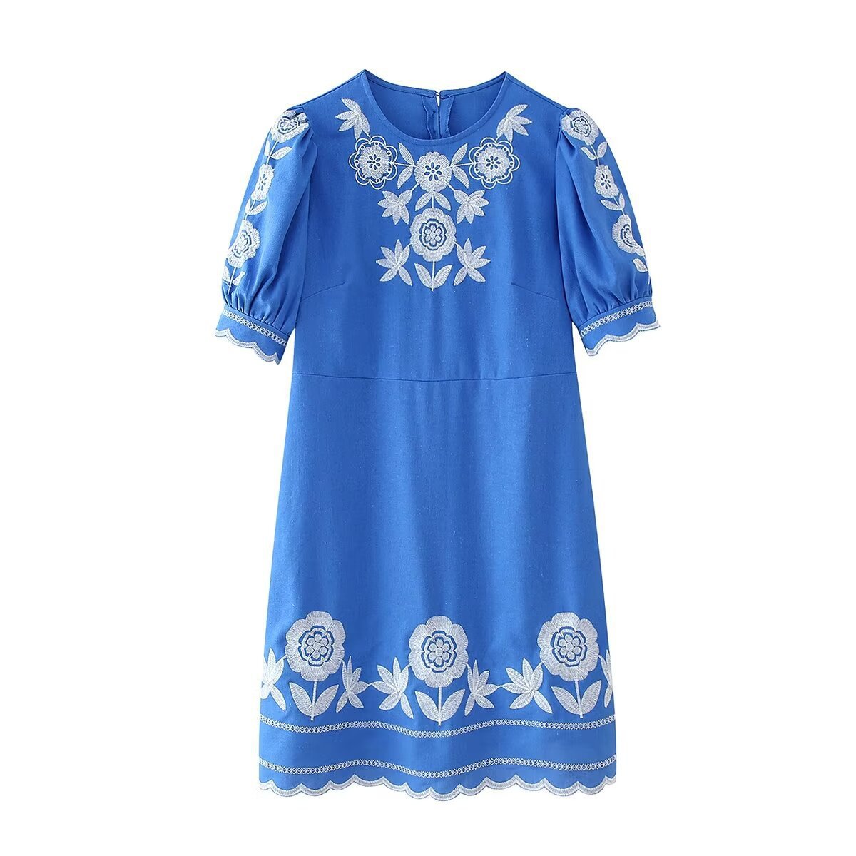 Women’s Embroidered Short Sleeve Dress - Women’s short dress