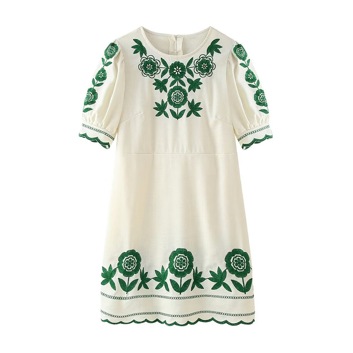 Women’s Embroidered Short Sleeve Dress - Women’s short dress