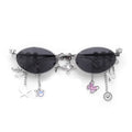 Women’s Fashion Glasses Summer Statement Fashion Accessories - Silver Frame Gray Piece - Sunglass