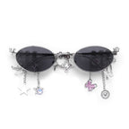 Women’s Fashion Glasses Summer Statement Fashion Accessories - Silver Frame Gray Piece - Sunglass