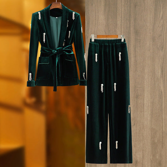 Women’s Fashion Personality Velvet Beads Suit