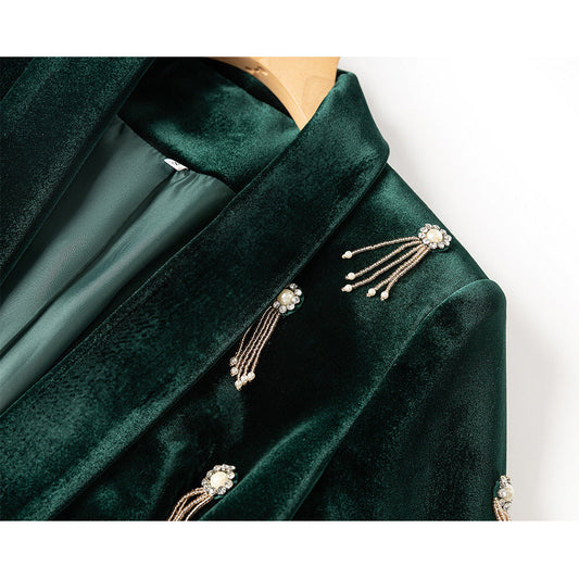 Women’s Fashion Personality Velvet Beads Suit