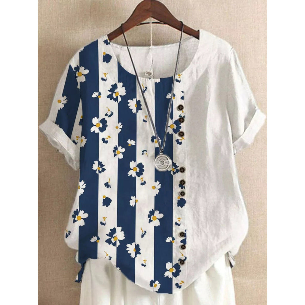 Women’s Fashionable Short-sleeved T-shirt - OD18864 / L - 2-pieces set