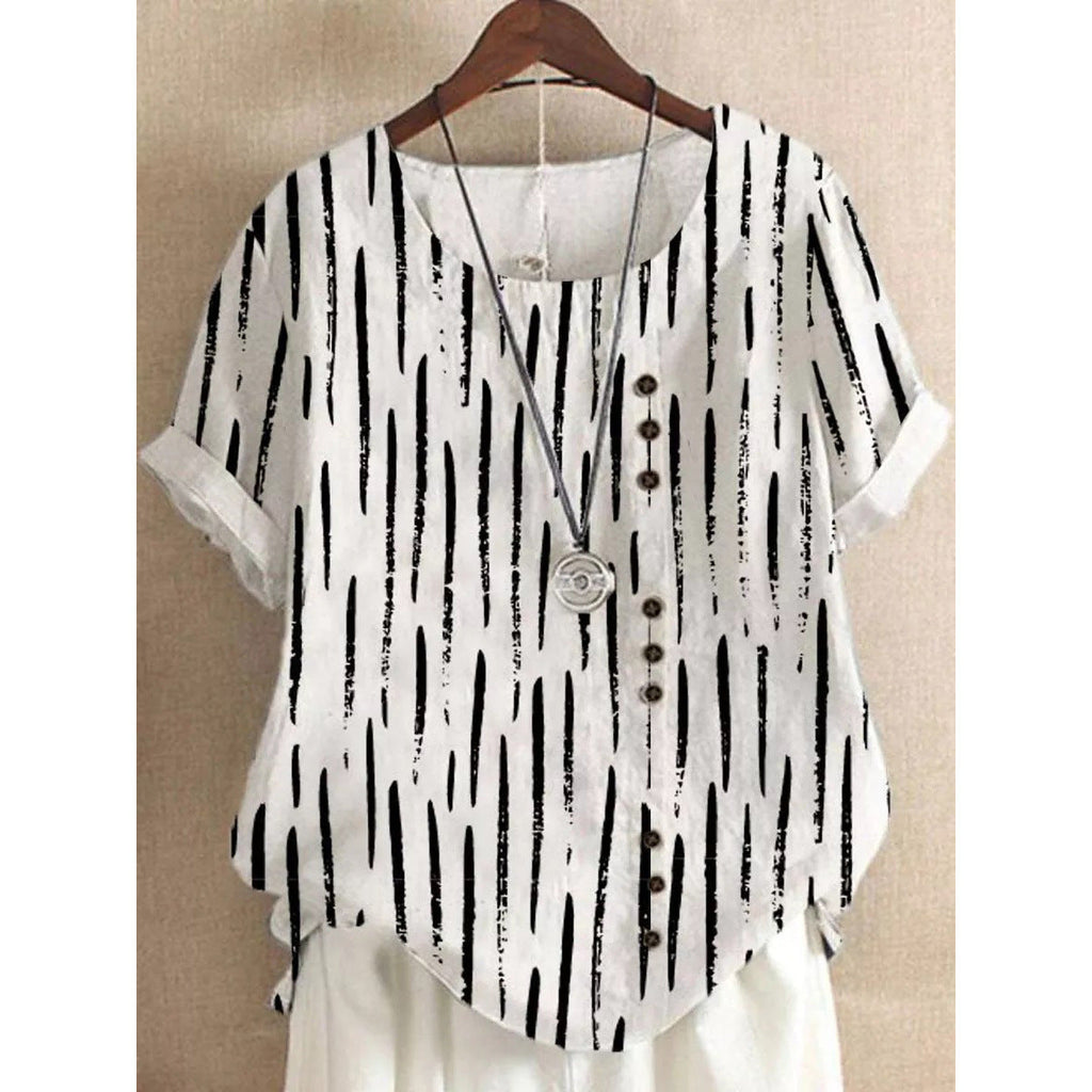 Women’s Fashionable Short-sleeved T-shirt - OD18865 / L - 2-pieces set