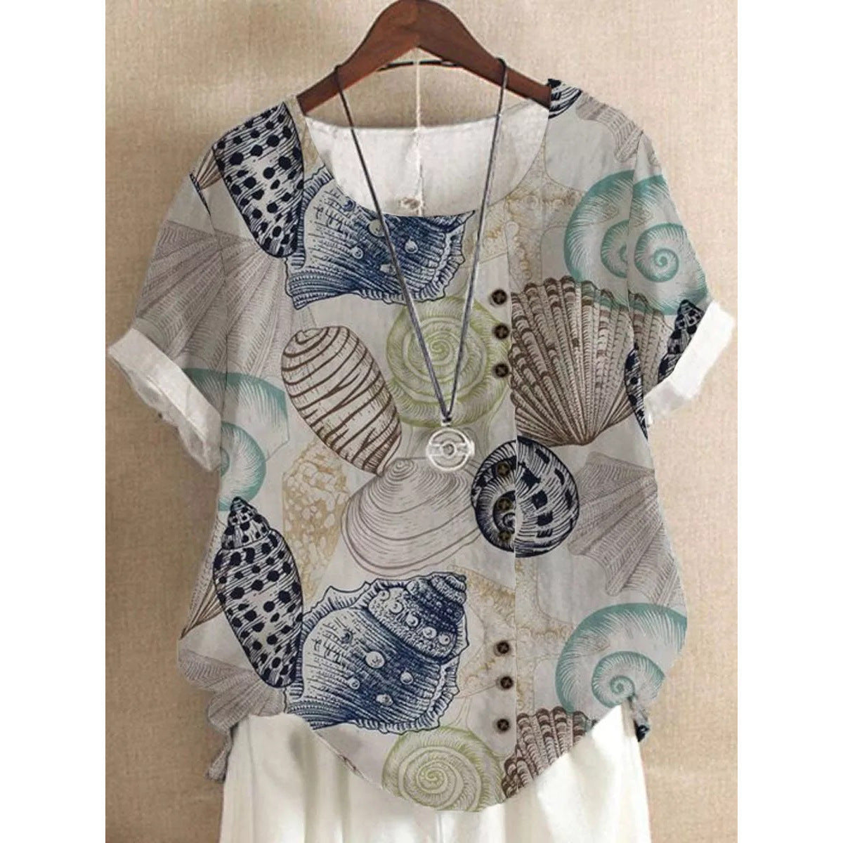 Women’s Fashionable Short-sleeved T-shirt - OD18872 / L - 2-pieces set