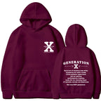 Women’s GENERATION X Loose Fitting Hoodie - Wine Red / 2XL - Hoodie