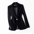 Women’s High-end Velvet Suit Jacket - Black single / 2XL