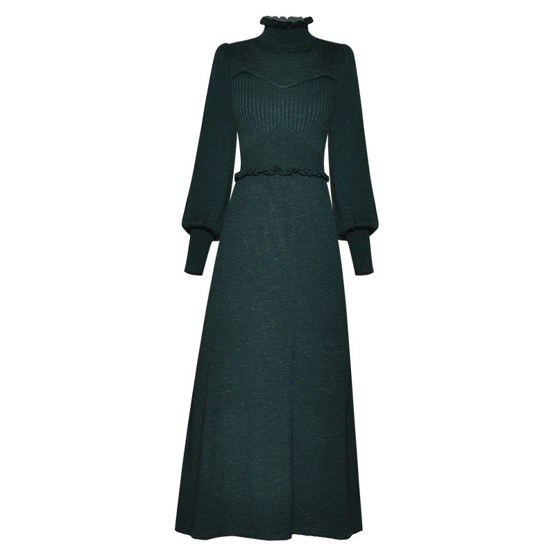 Women’s High-Neck Lantern Sleeved Evening Dress - Dress