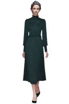 Women’s High-Neck Lantern Sleeved Evening Dress - Dress