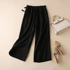 Women’s High Waist Side Lace-up Retro Elastic-waist Casual Pants - Black / 2XL - Women’s Trousers