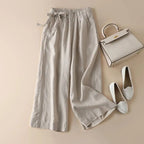 Women’s High Waist Side Lace-up Retro Elastic-waist Casual Pants - Women’s Trousers